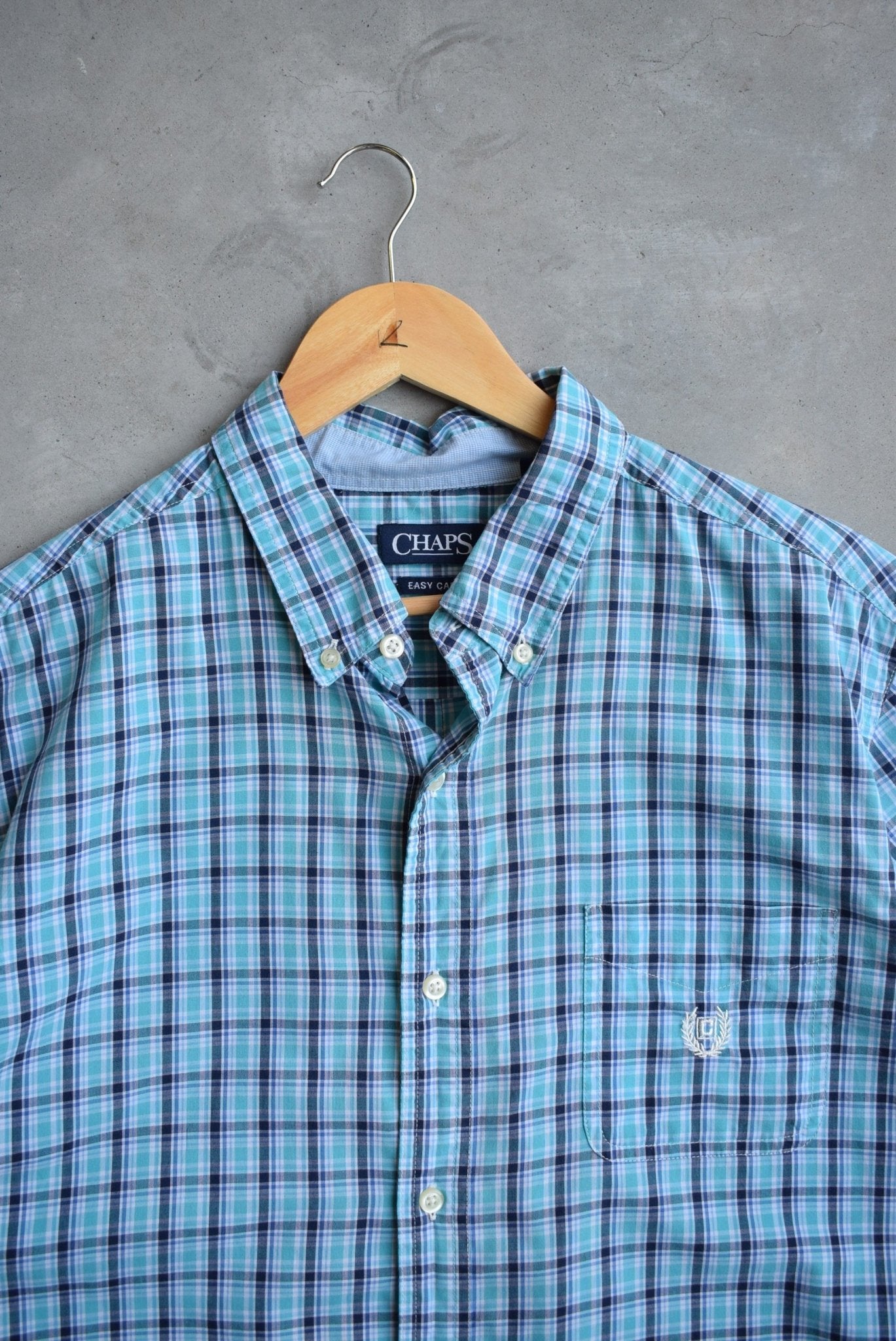 Chaps Ralph Lauren Blue Cropped Button Up — 2000s (L) - Retrospective Store