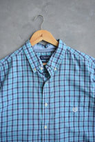Chaps Ralph Lauren Blue Cropped Button Up — 2000s (L) - Retrospective Store