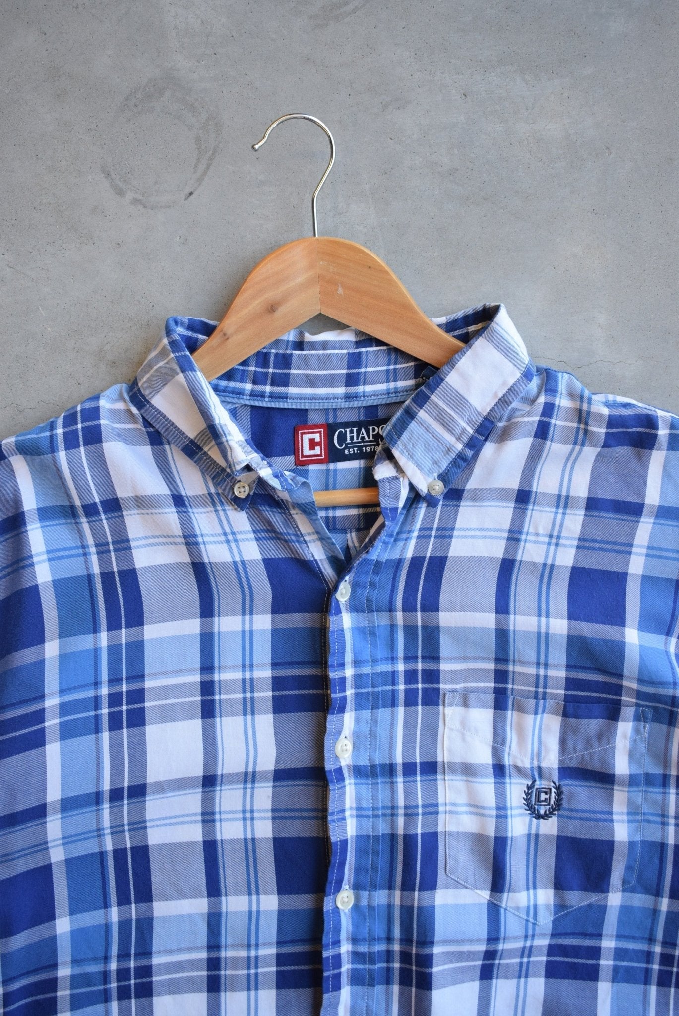 Chaps Ralph Lauren Blue Cropped Button Up — 2000s (M/L) - Retrospective Store