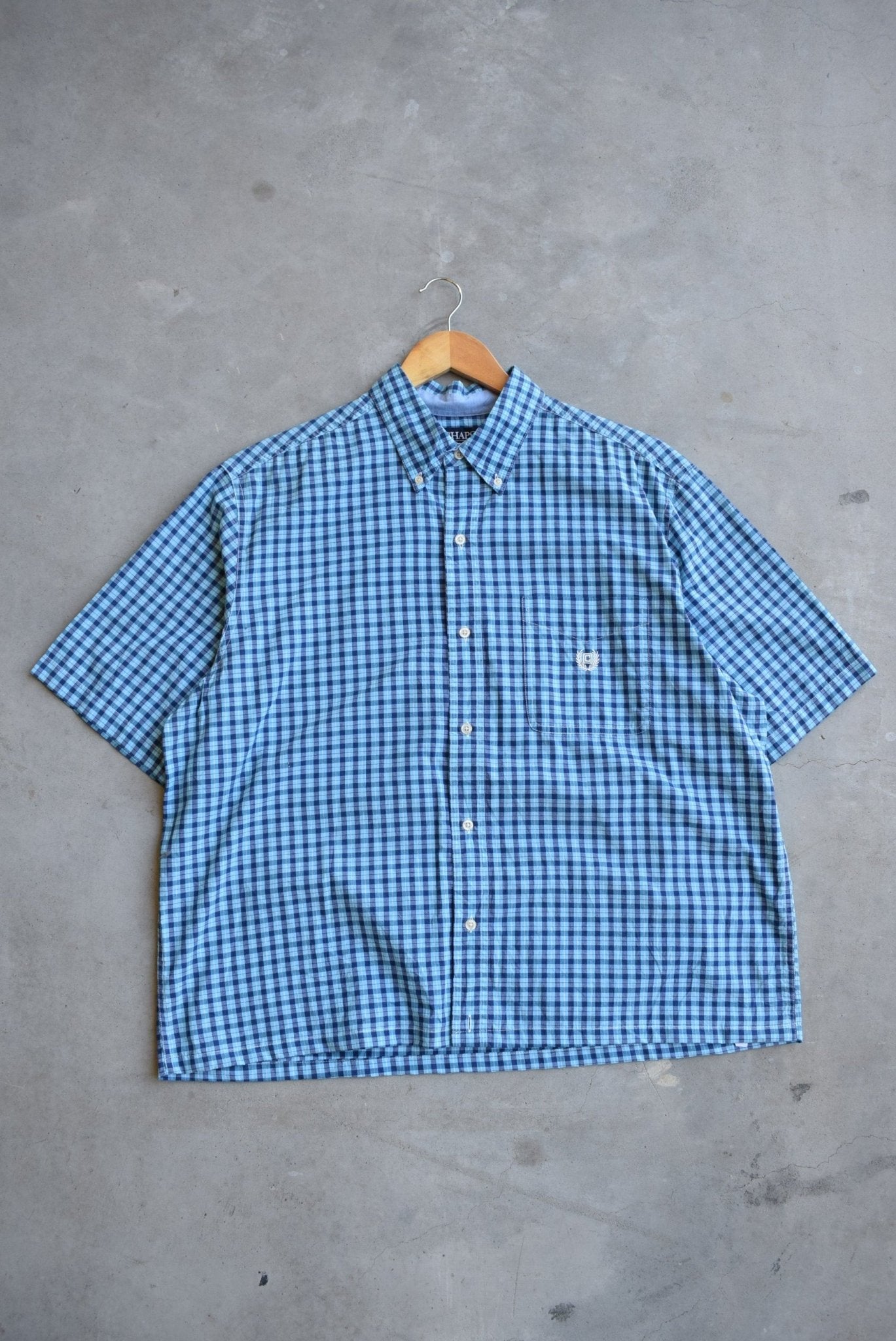 Chaps Ralph Lauren Blue Cropped Button Up — 2000s (XL) - Retrospective Store