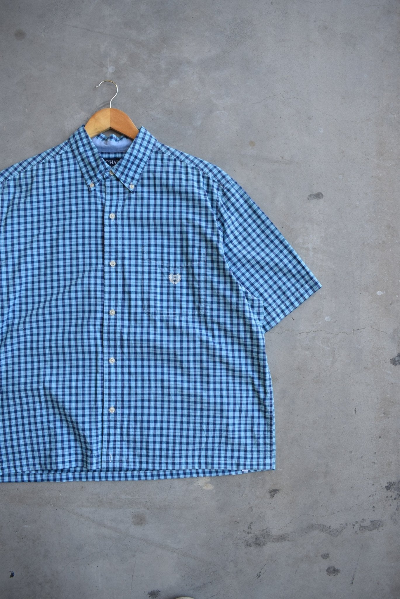 Chaps Ralph Lauren Blue Cropped Button Up — 2000s (XL) - Retrospective Store