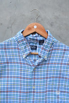 Chaps Ralph Lauren Blue Cropped Long Sleeve Button Up — 2000s (L) - Retrospective Store