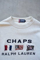 Chaps Ralph Lauren Grey Embroidered Spellout Crewneck — 2000s (L) - Retrospective Store