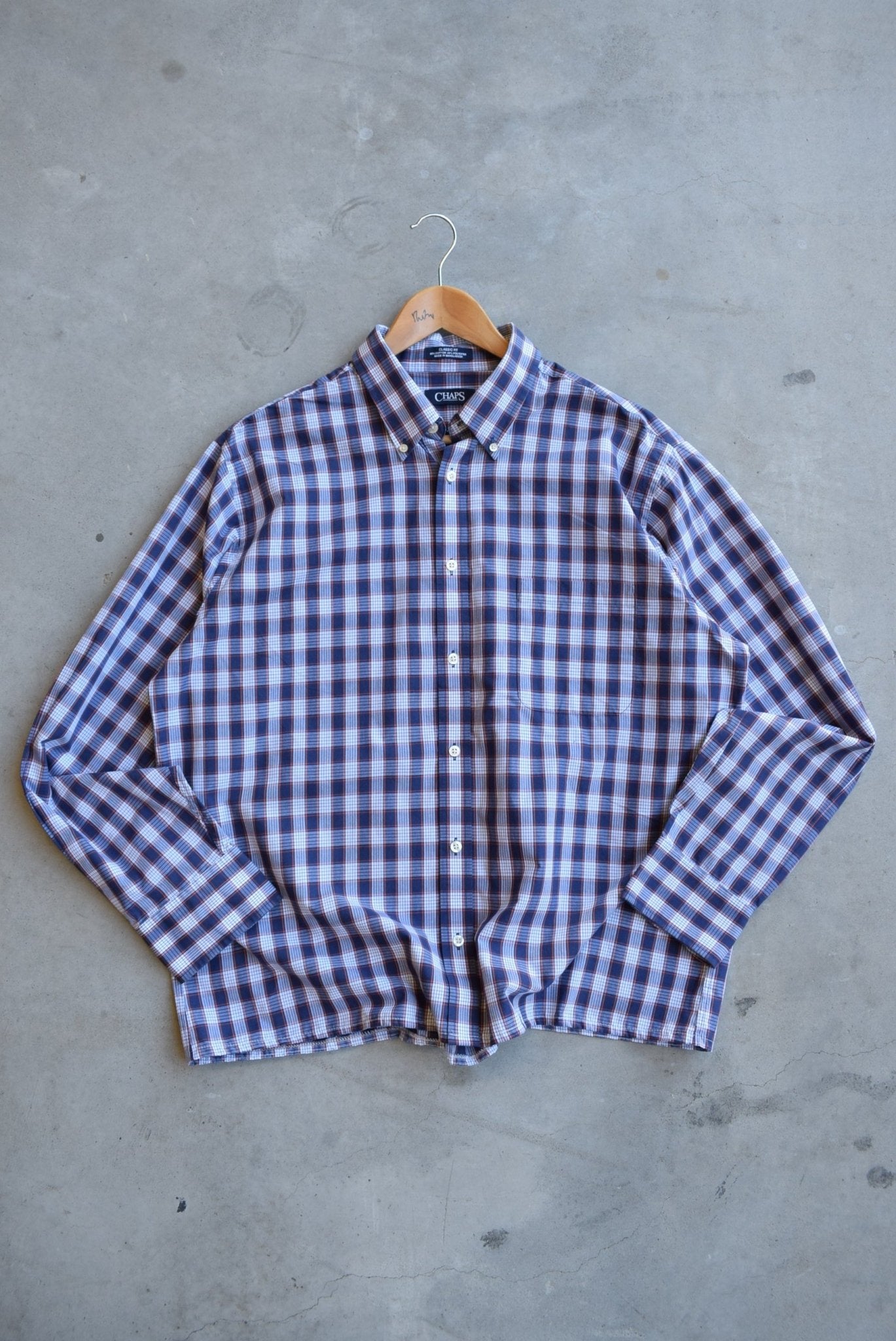 Chaps Ralph Lauren Navy Cropped Button Up — 2000s (L) - Retrospective Store