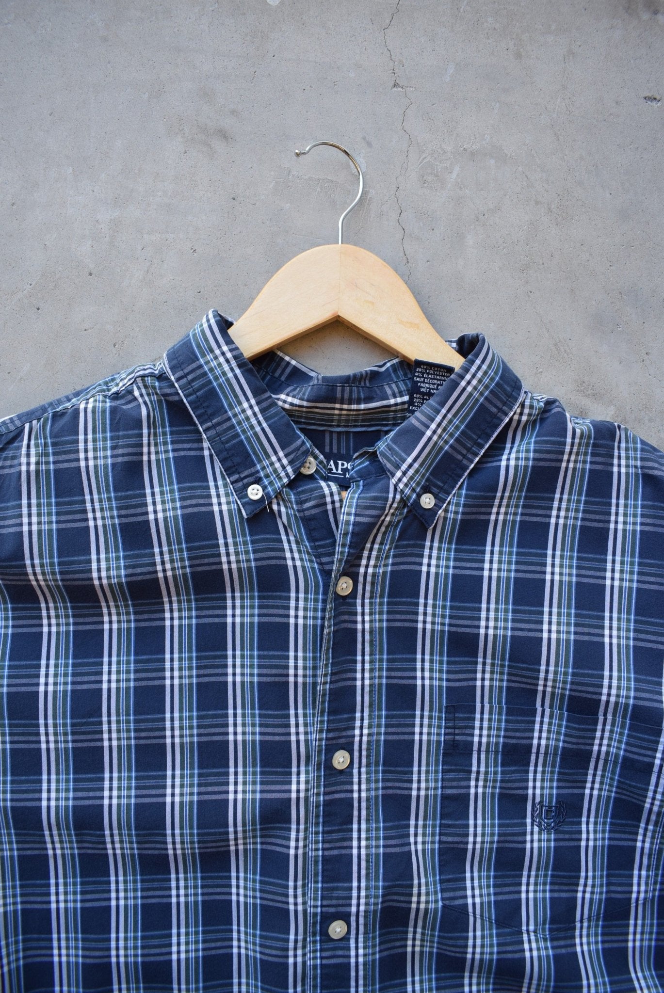 Chaps Ralph Lauren Navy Cropped Long Sleeve Button Up — 2000s (XL) - Retrospective Store
