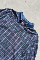 Chaps Ralph Lauren Navy Cropped Long Sleeve Button Up — 2000s (XL) - Retrospective Store