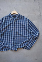 Chaps Ralph Lauren Navy Cropped Long Sleeve Button Up — 2000s (XL) - Retrospective Store