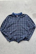 Chaps Ralph Lauren Navy Cropped Long Sleeve Button Up — 2000s (XL) - Retrospective Store