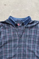 Chaps Ralph Lauren Navy Cropped Long Sleeve Button Up — 2000s (XL) - Retrospective Store