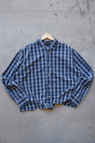 Chaps Ralph Lauren Navy Cropped Long Sleeve Button Up — 2000s (XL) - Retrospective Store