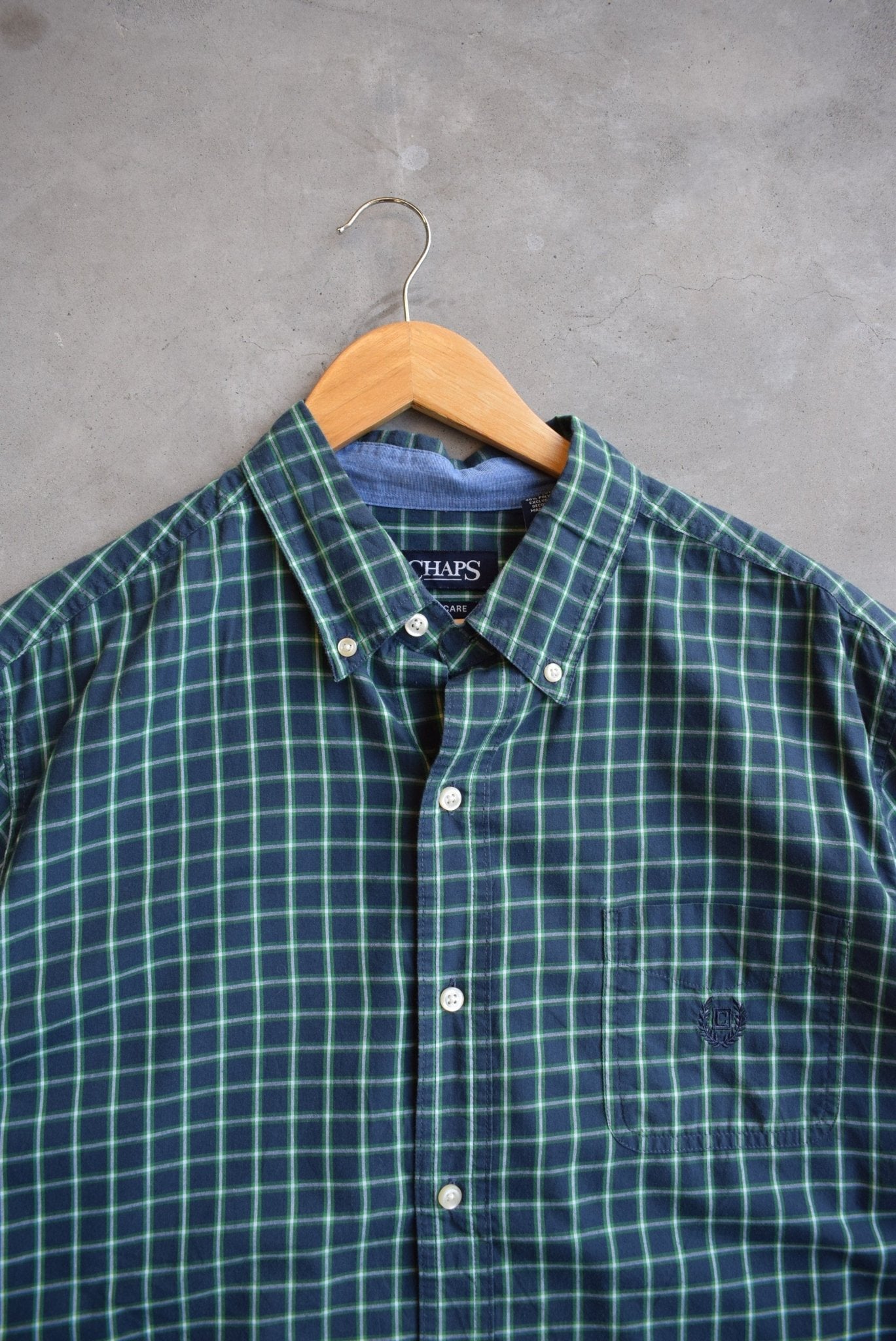 Chaps Ralph Lauren Navy & Green Cropped Button Up — 2000s (XL) - Retrospective Store