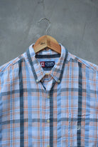 Chaps Ralph Lauren Orange & Blue Cropped Button Up — 2000s (L) - Retrospective Store