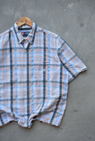 Chaps Ralph Lauren Orange & Blue Cropped Button Up — 2000s (L) - Retrospective Store