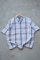 Chaps Ralph Lauren Orange & Blue Cropped Button Up — 2000s (L) - Retrospective Store