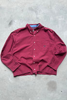 Chaps Ralph Lauren Red Cropped Long Sleeve Button Up — 2000s (XXL) - Retrospective Store