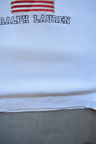 Chaps Ralph Lauren White Embroidered Spellout Crewneck — 2000s (L) - Retrospective Store