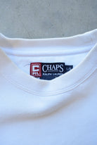 Chaps Ralph Lauren White Embroidered Spellout Crewneck — 2000s (L) - Retrospective Store