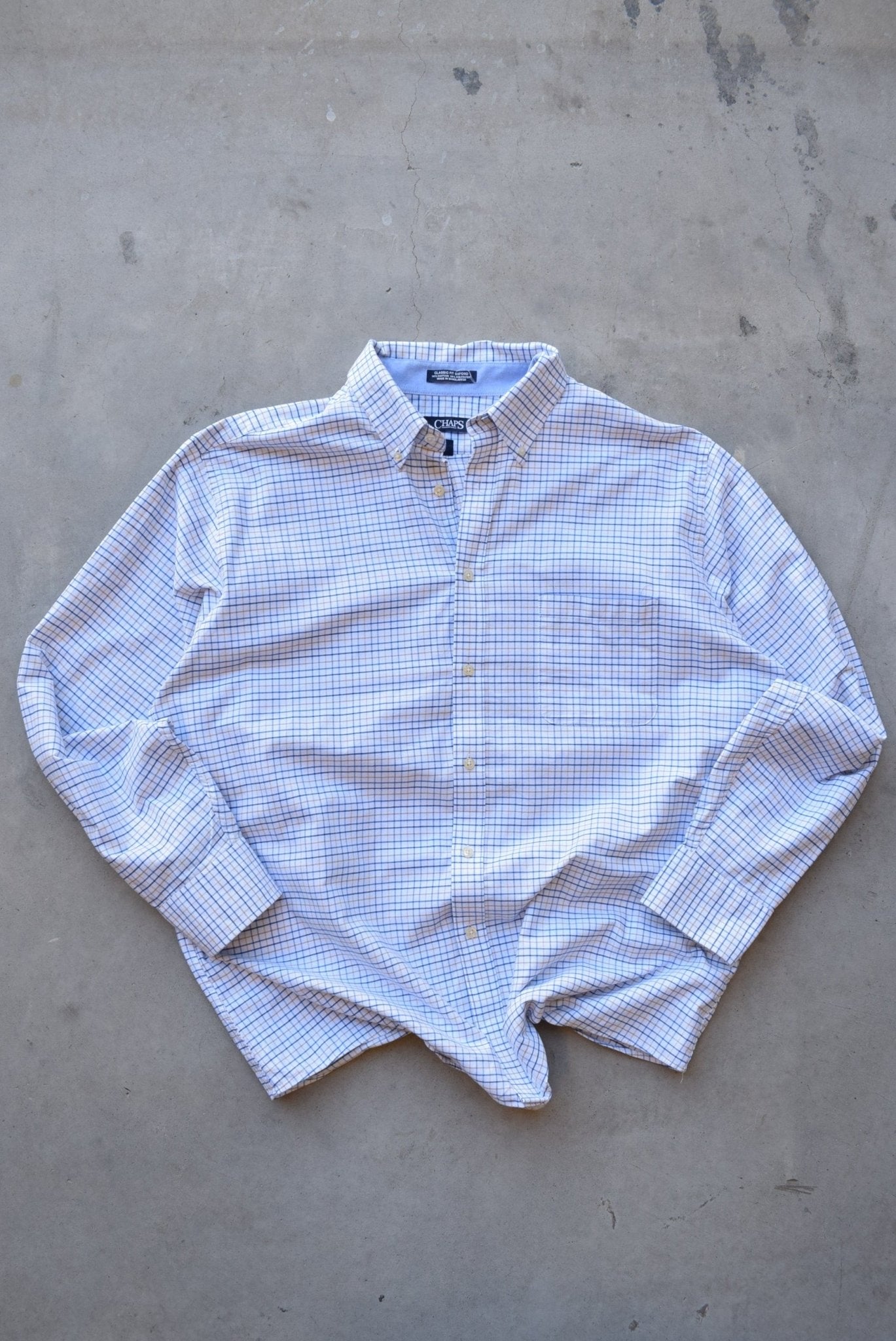 Chaps Ralph Lauren White Long Sleeve Button Up — 2000s (XL/XXL) - Retrospective Store