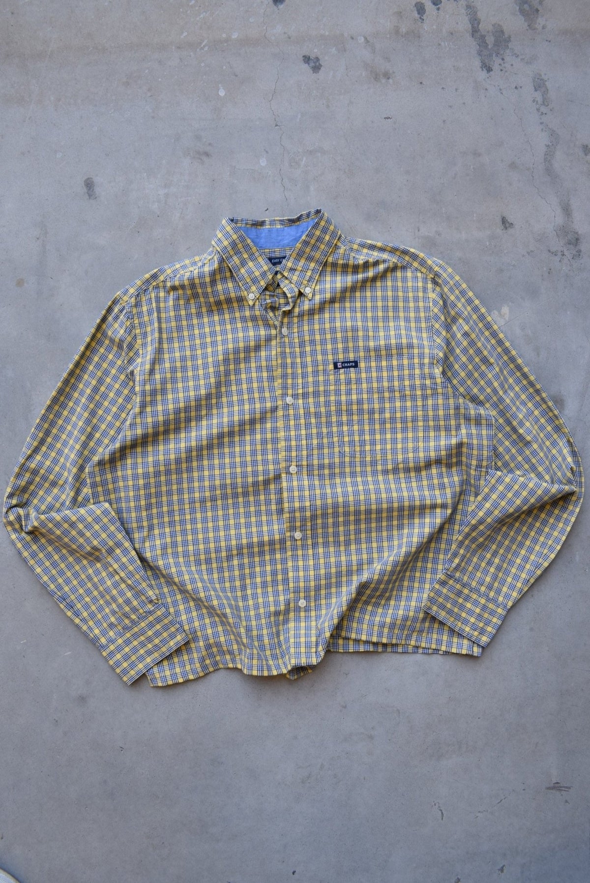 Chaps Ralph Lauren Yellow Cropped Long Sleeve Button Up — 2000s (L) - Retrospective Store