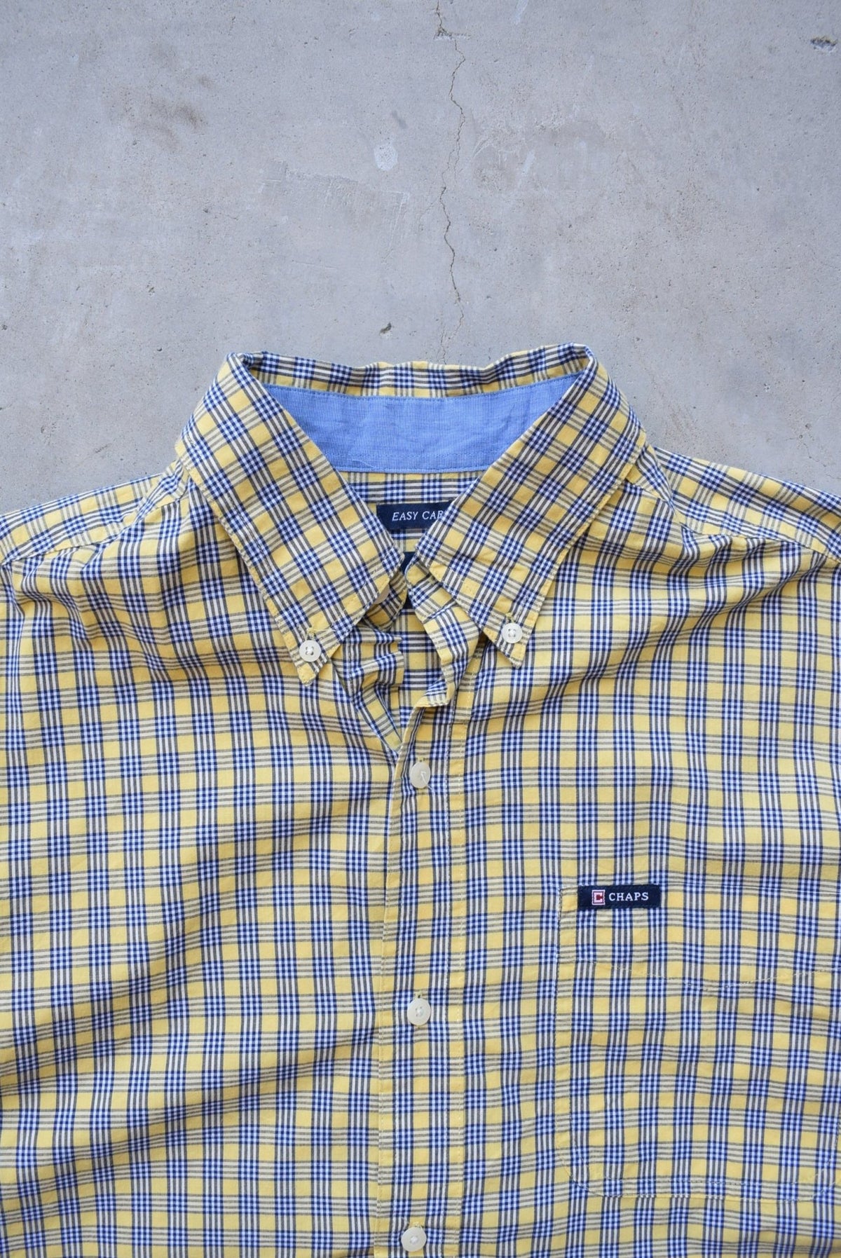 Chaps Ralph Lauren Yellow Cropped Long Sleeve Button Up — 2000s (L) - Retrospective Store