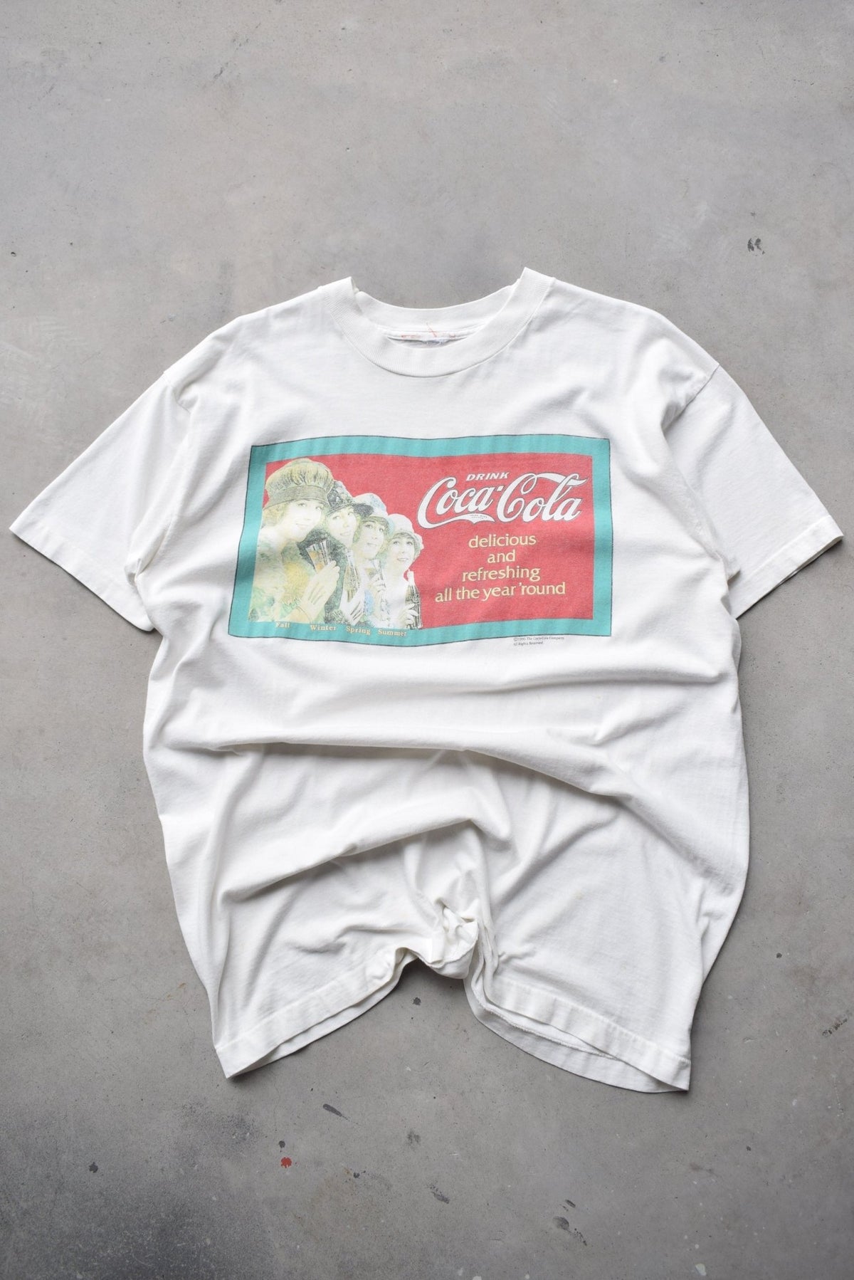 Coca Cola White Graphic Tee — 1995 (XL) - Retrospective Store