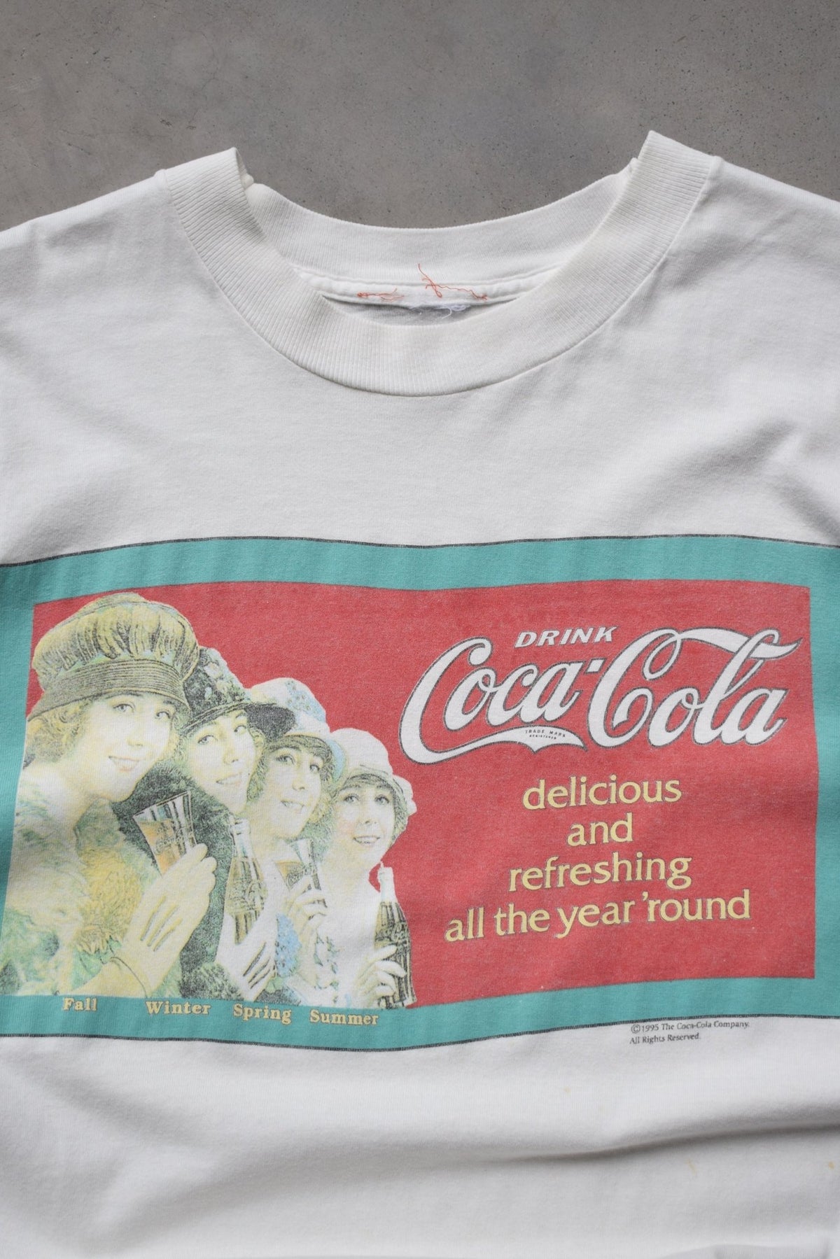 Coca Cola White Graphic Tee — 1995 (XL) - Retrospective Store