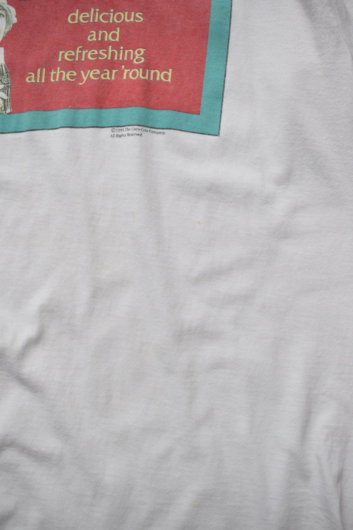 Coca Cola White Graphic Tee — 1995 (XL) - Retrospective Store