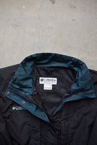 Columbia Black & Baby-Blue Embroidered Spellout Jacket — 1990s (M) - Retrospective Store