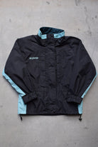 Columbia Black & Baby-Blue Embroidered Spellout Jacket — 1990s (M) - Retrospective Store