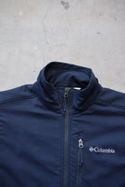 Columbia Blue & Navy Embroidered Spellout Fleece Jacket — 2000s (M) - Retrospective Store