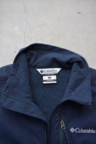 Columbia Blue & Navy Embroidered Spellout Fleece Jacket — 2000s (M) - Retrospective Store
