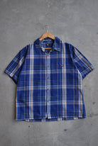 DC Blue Cropped Button Up — 2000s (M/L) - Retrospective Store