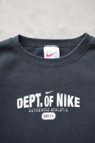 Dept. of Nike Black Spellout Crewneck — 1990s (L/XL) - Retrospective Store