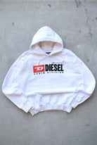 Diesel Denim Division White Embroidered Spellout Hoodie — 2000s (M) - Retrospective Store