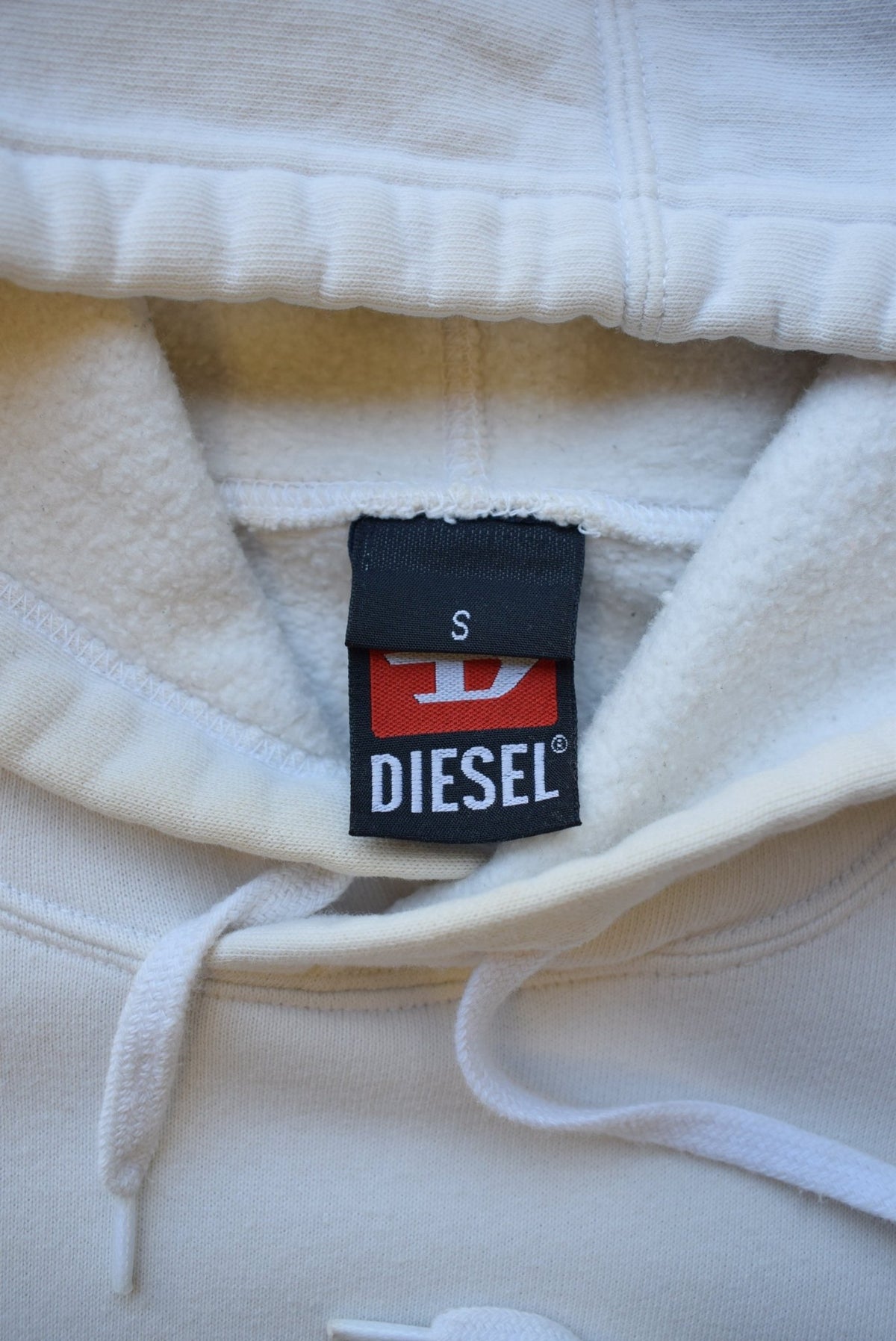Diesel White Embroidered Logo Hoodie — 2000s (S) - Retrospective Store