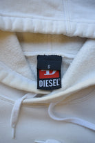 Diesel White Embroidered Logo Hoodie — 2000s (S) - Retrospective Store