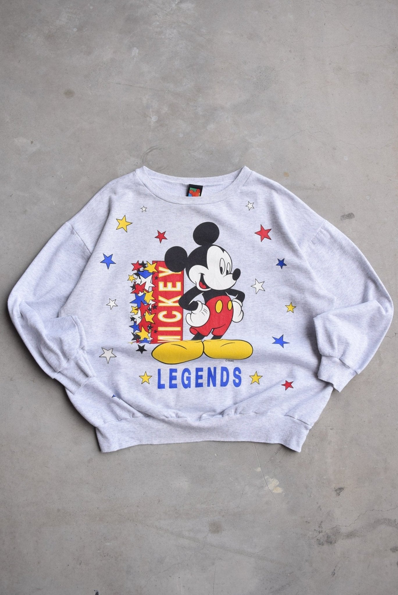 Disney Mickey Mouse Grey Graphic Crewneck — 1990s (L) - Retrospective Store