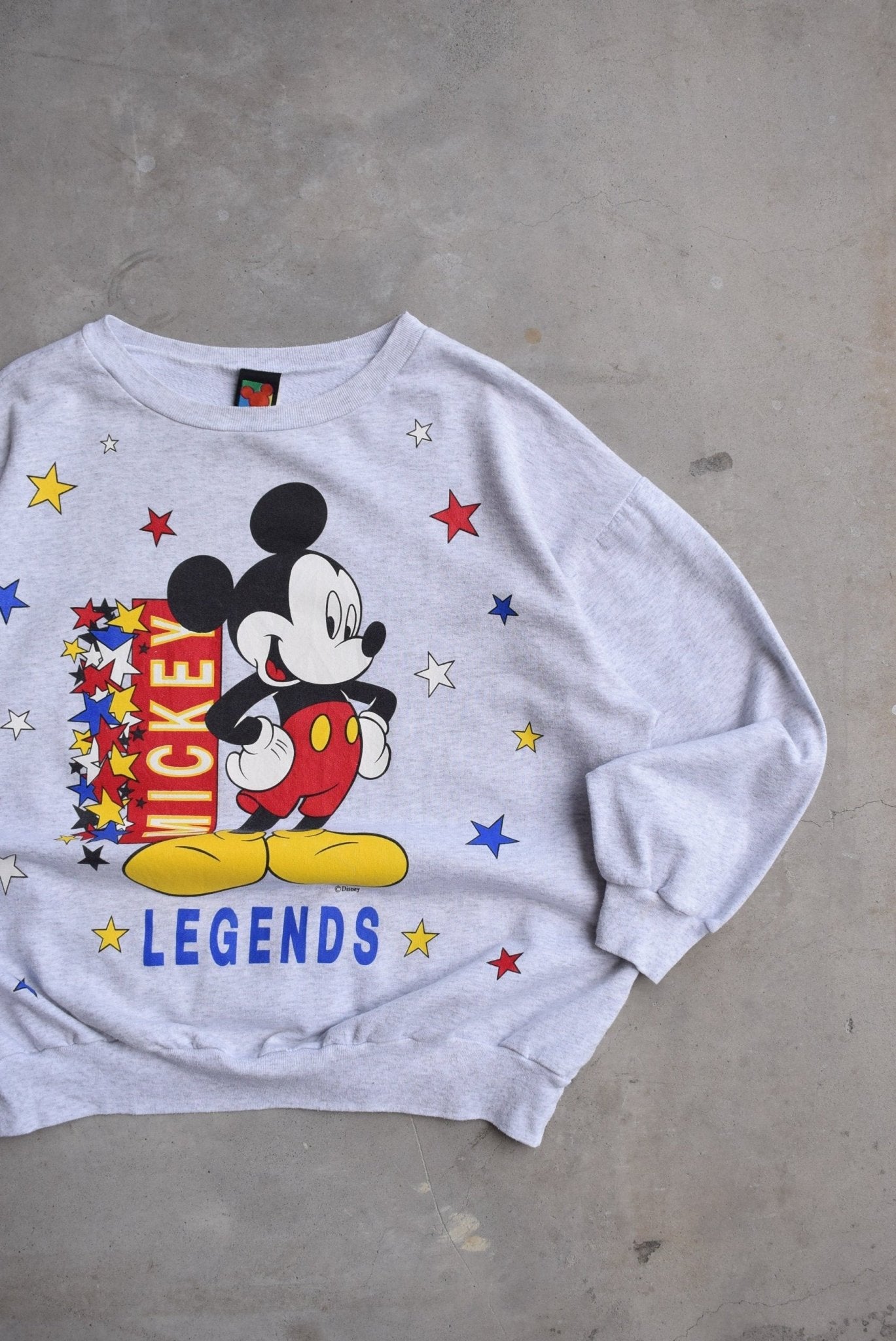Disney Mickey Mouse Grey Graphic Crewneck — 1990s (L) - Retrospective Store