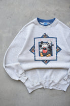 Disney Mickey Mouse Grey Graphic Crewneck — 1990s (M) - Retrospective Store