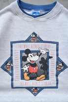 Disney Mickey Mouse Grey Graphic Crewneck — 1990s (M) - Retrospective Store