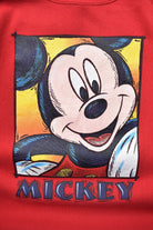 Disney Mickey Mouse Red Graphic Crewneck — 1990s (XL/XXL) - Retrospective Store