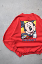 Disney Mickey Mouse Red Graphic Crewneck — 1990s (XL/XXL) - Retrospective Store