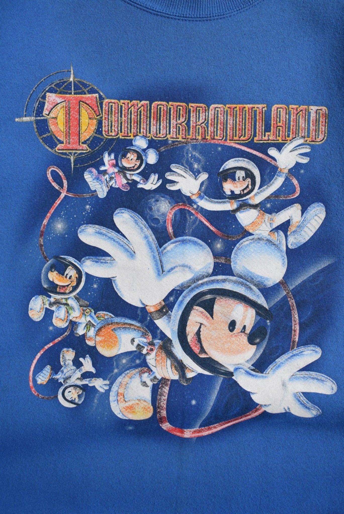 Disney Tommorowland Blue Graphic Crewneck — 1990s (L) - Retrospective Store