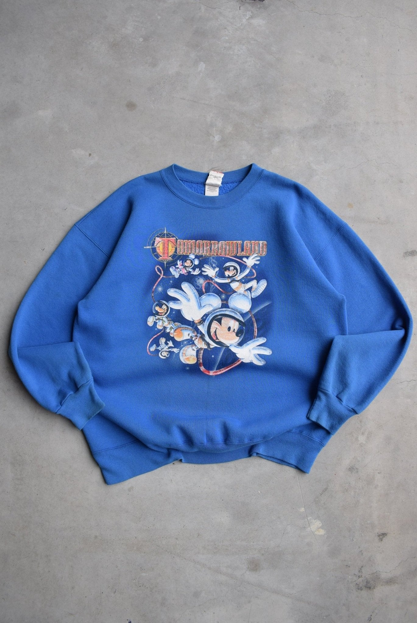 Disney Tommorowland Blue Graphic Crewneck — 1990s (L) - Retrospective Store