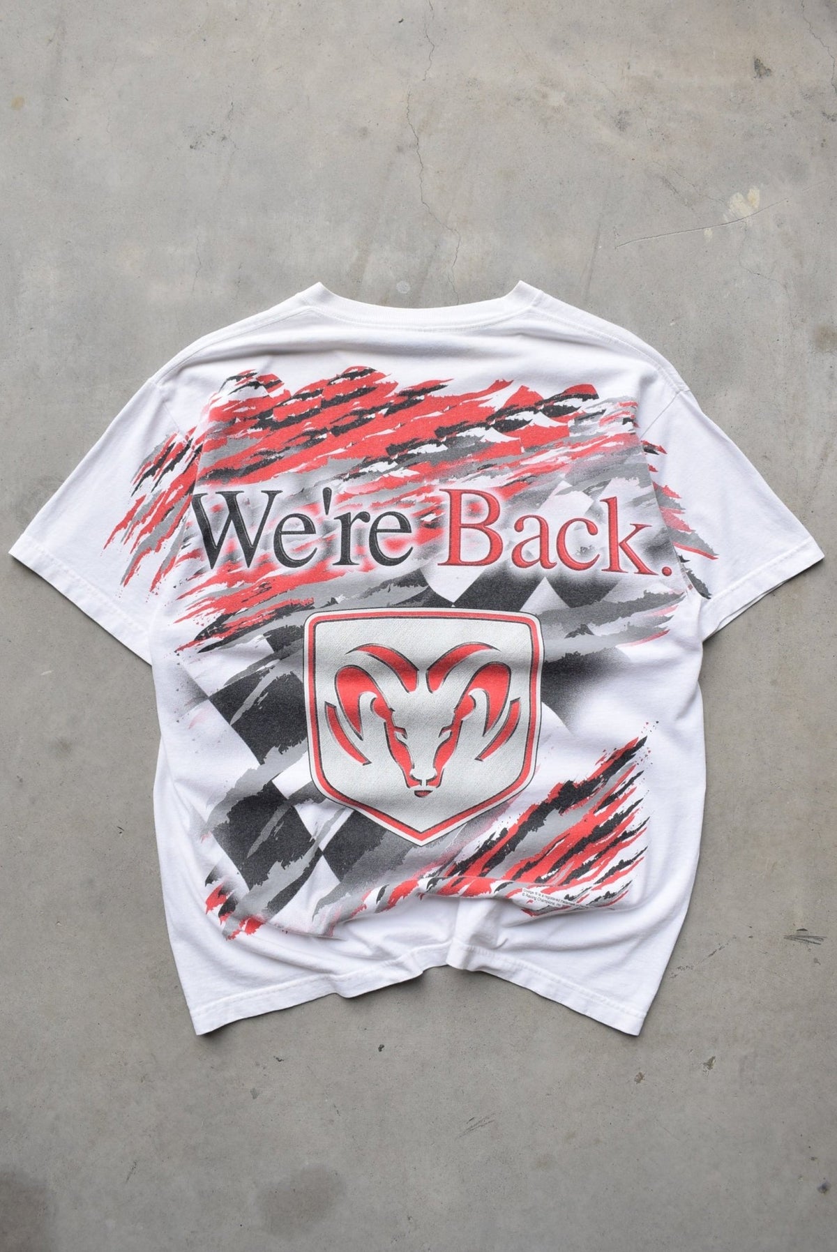 Dodge Motorsports Racing White All-Over-Print Tee — 2001 (L) - Retrospective Store