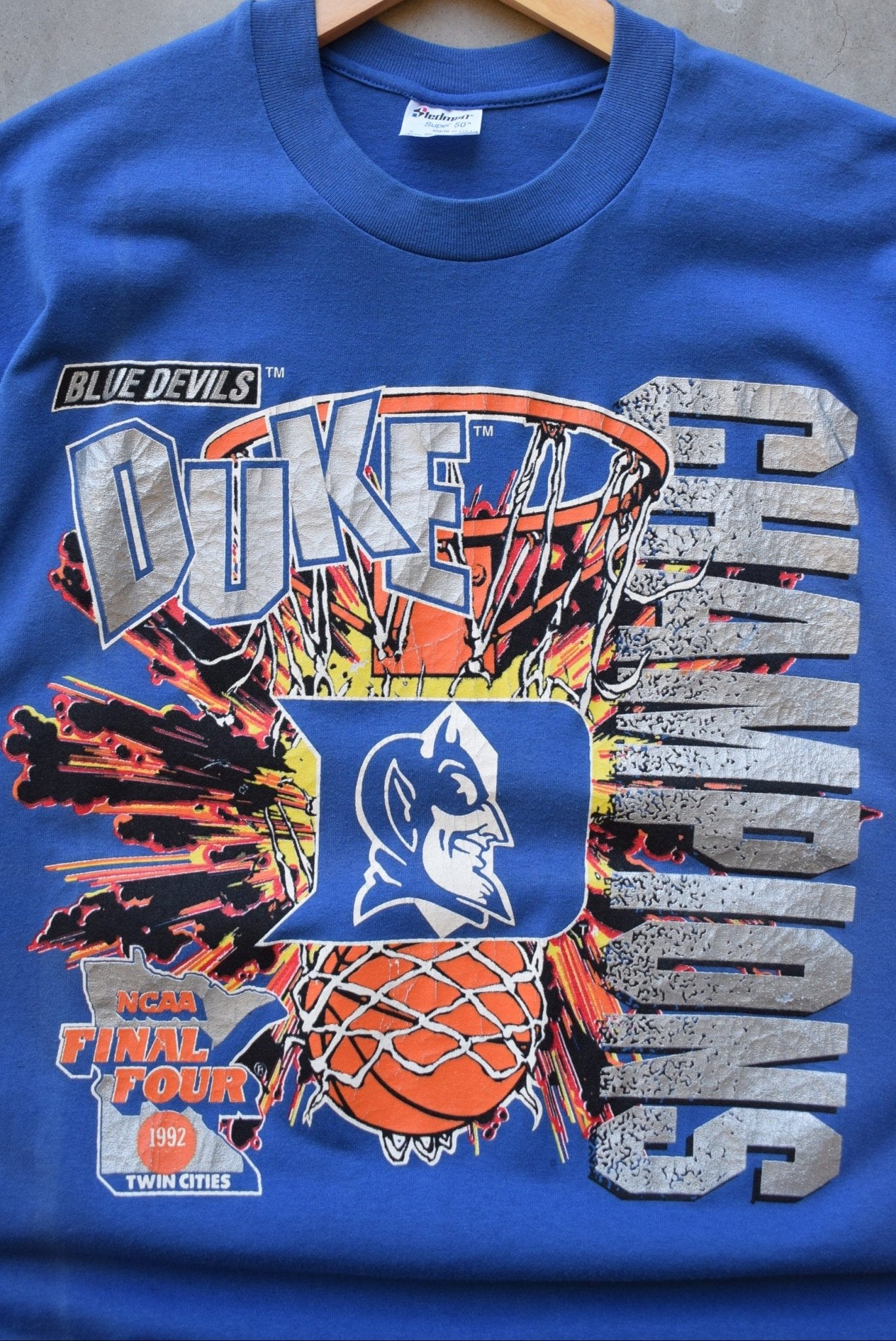 Duke University Basketball Champions Blue Graphic Tee — 1992 (L) - Retrospective Store