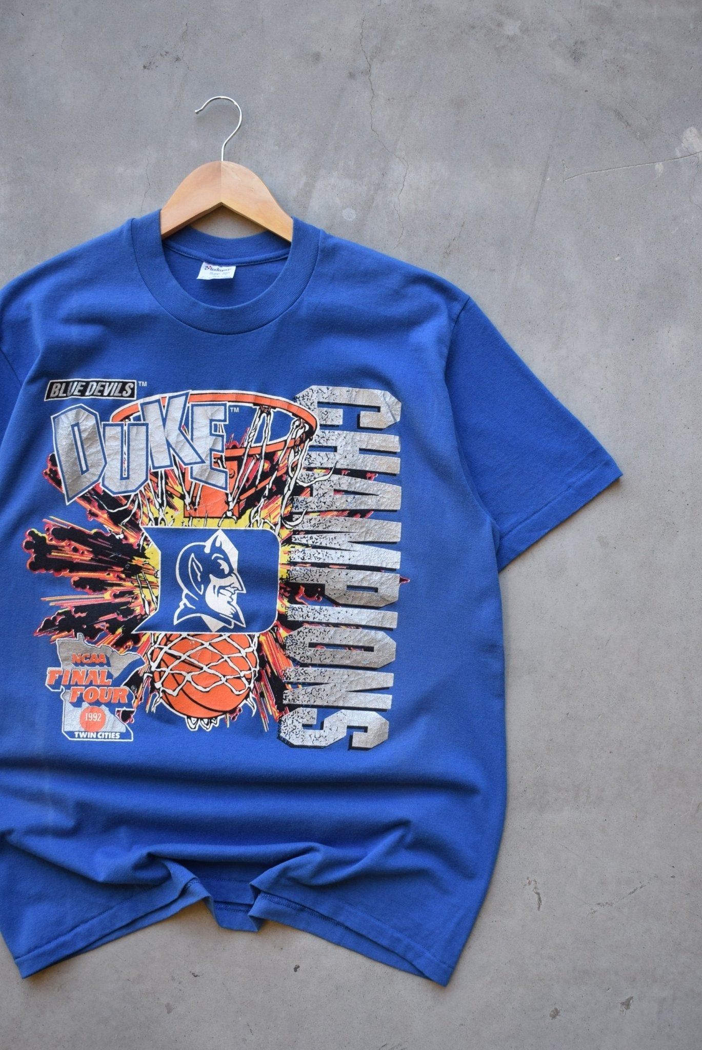 Duke University Basketball Champions Blue Graphic Tee — 1992 (L) - Retrospective Store