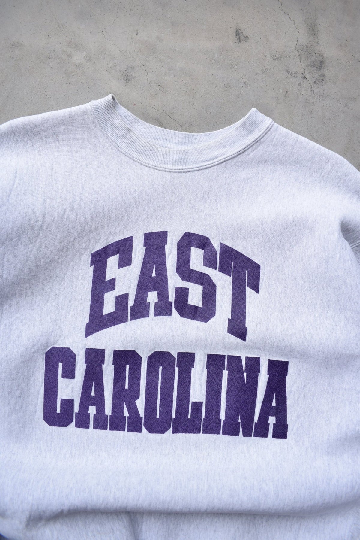 East Carolina University Grey Spellout Crewneck — 1990s (L) - Retrospective Store