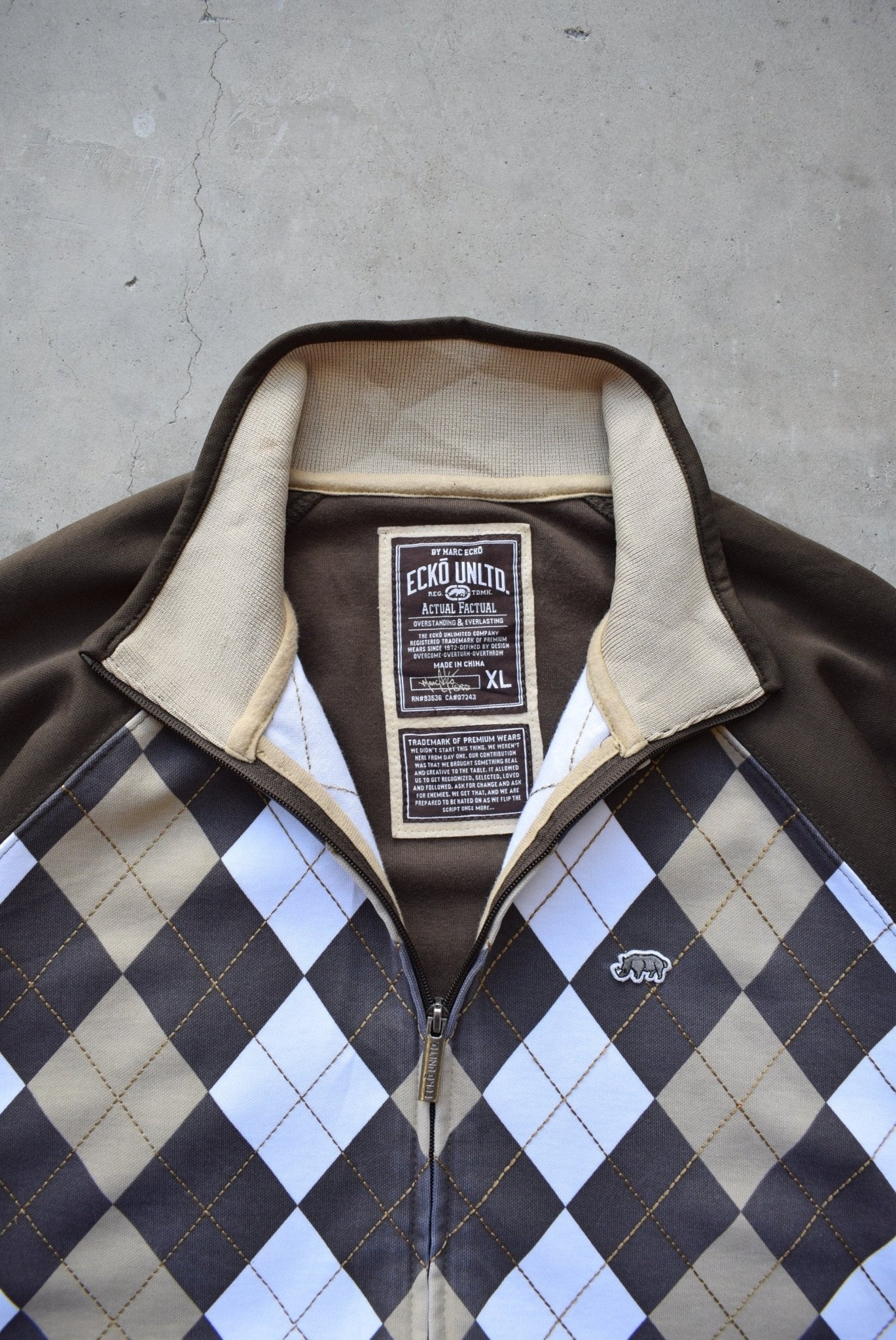 Ecko Brown Plaid Embroidered Logo Jacket — 2000s (XL) - Retrospective Store