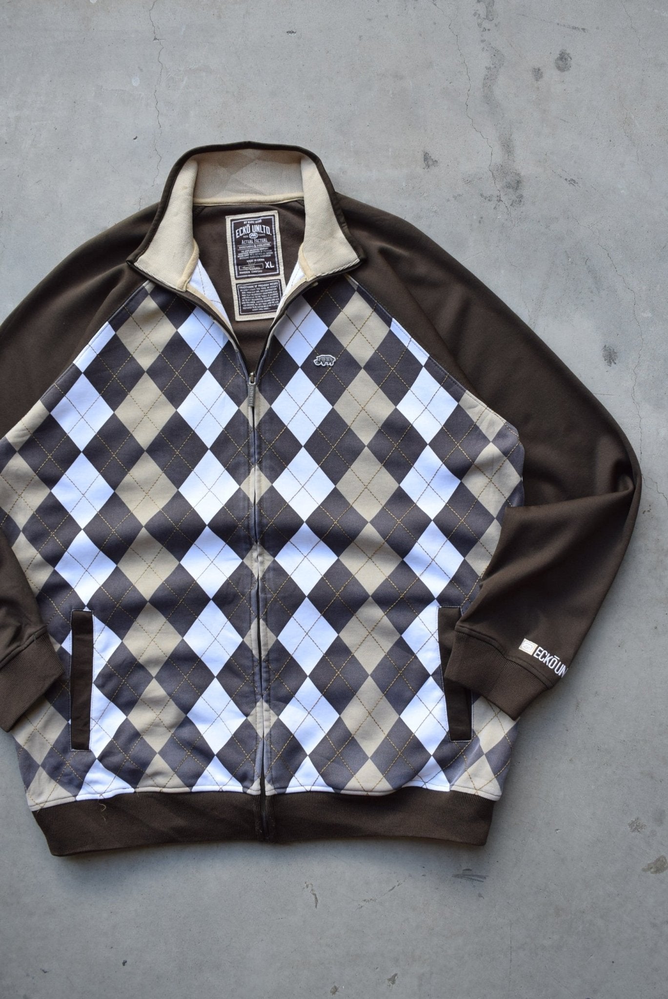 Ecko Brown Plaid Embroidered Logo Jacket — 2000s (XL) - Retrospective Store